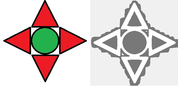 A sample image split into colored regions showing pixel-level segmentation output
